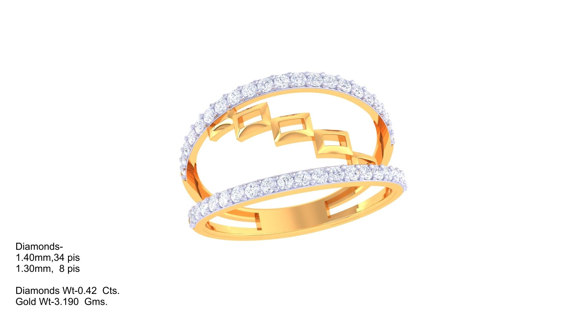 Geometric Cascade Diamond Accent Ring