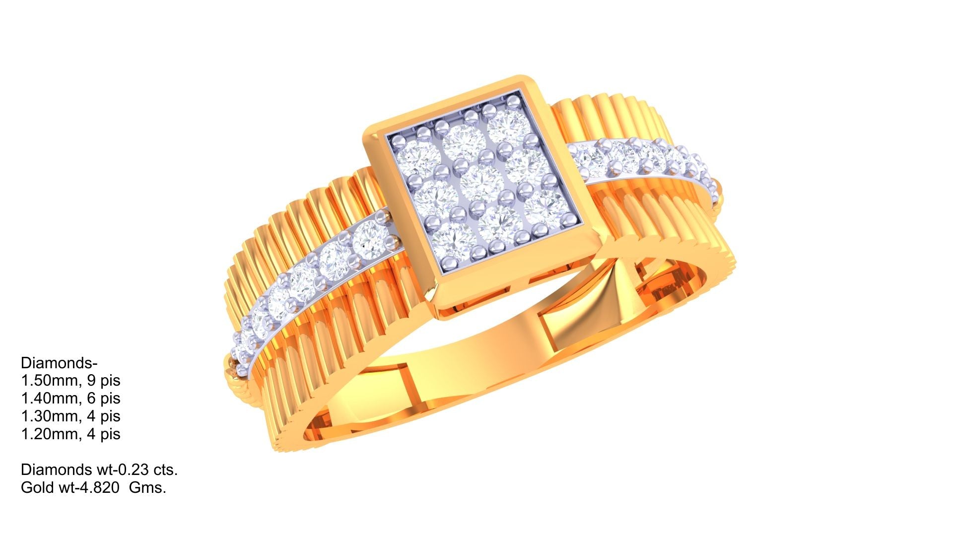 Grid Set Diamond Regal Ring