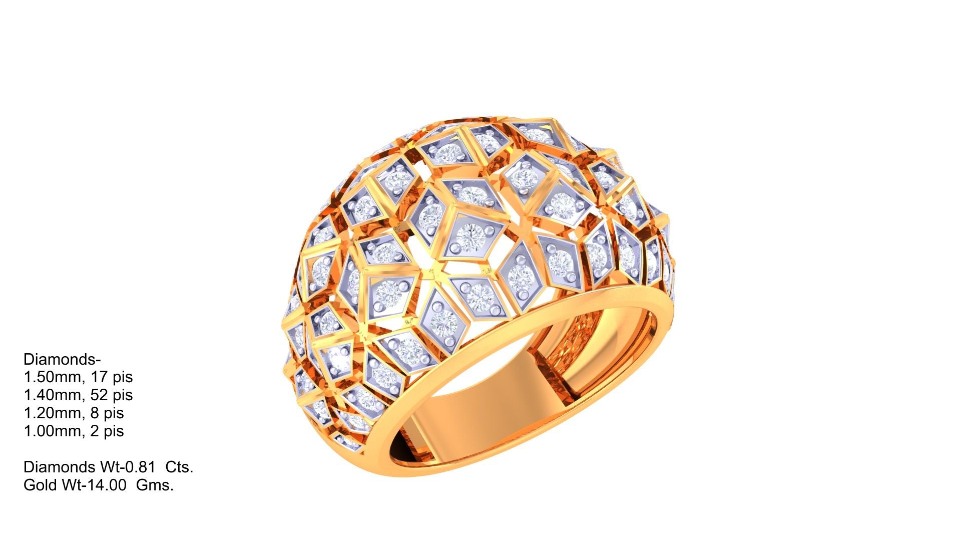 Honeycomb Dome Diamond Accent Ring