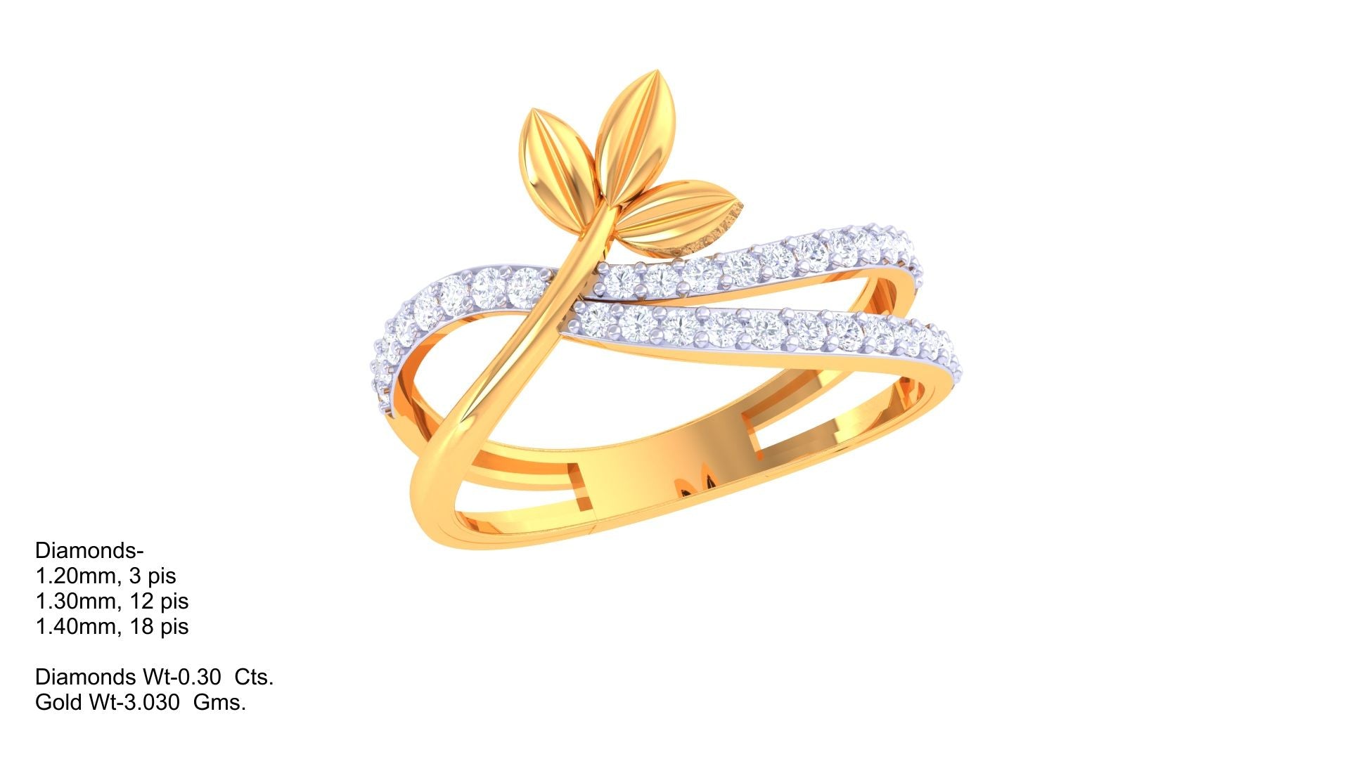 Elegant Leaflet Shimmer Designer Ring