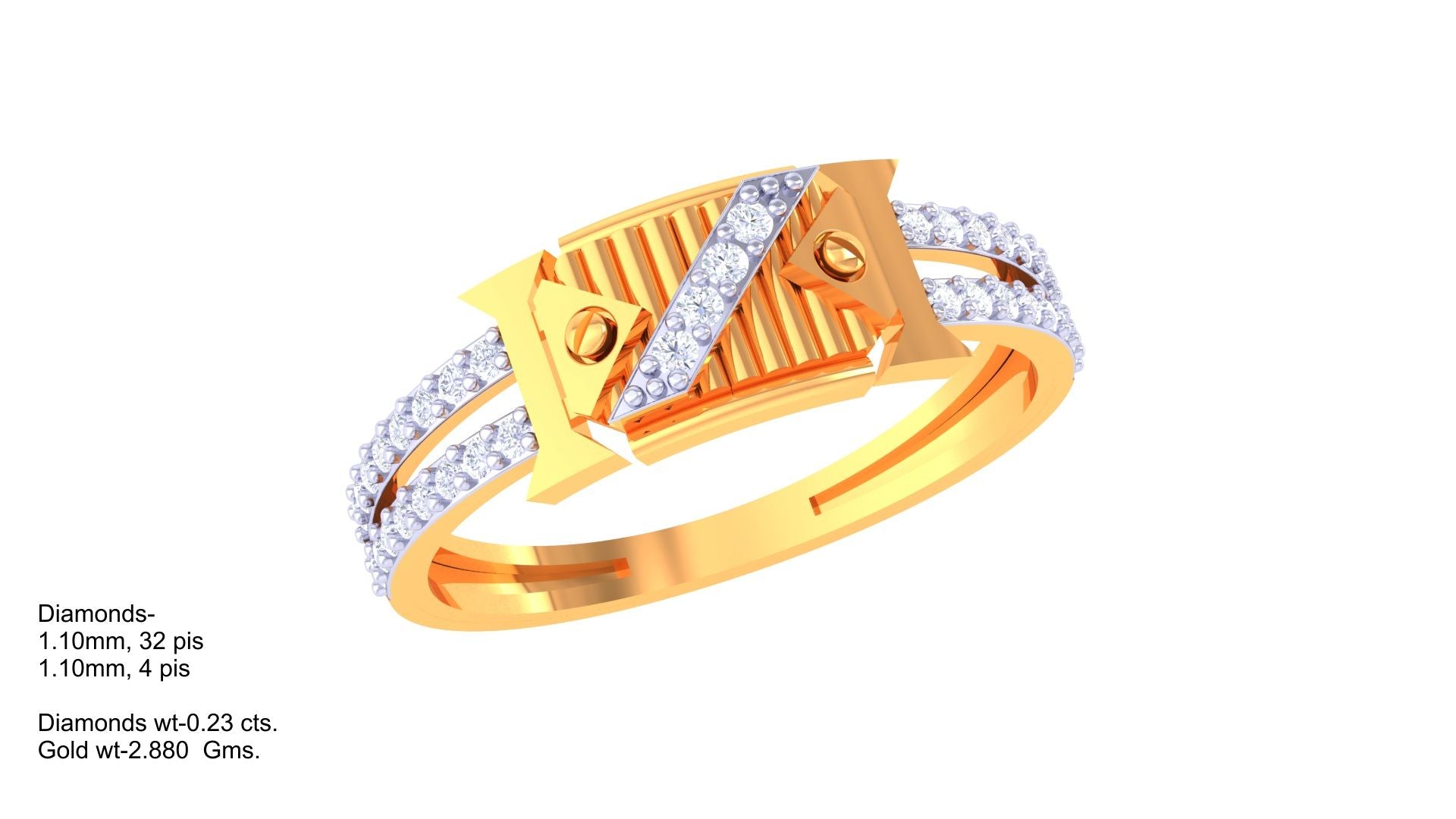 Stripe Center Diamond Ring