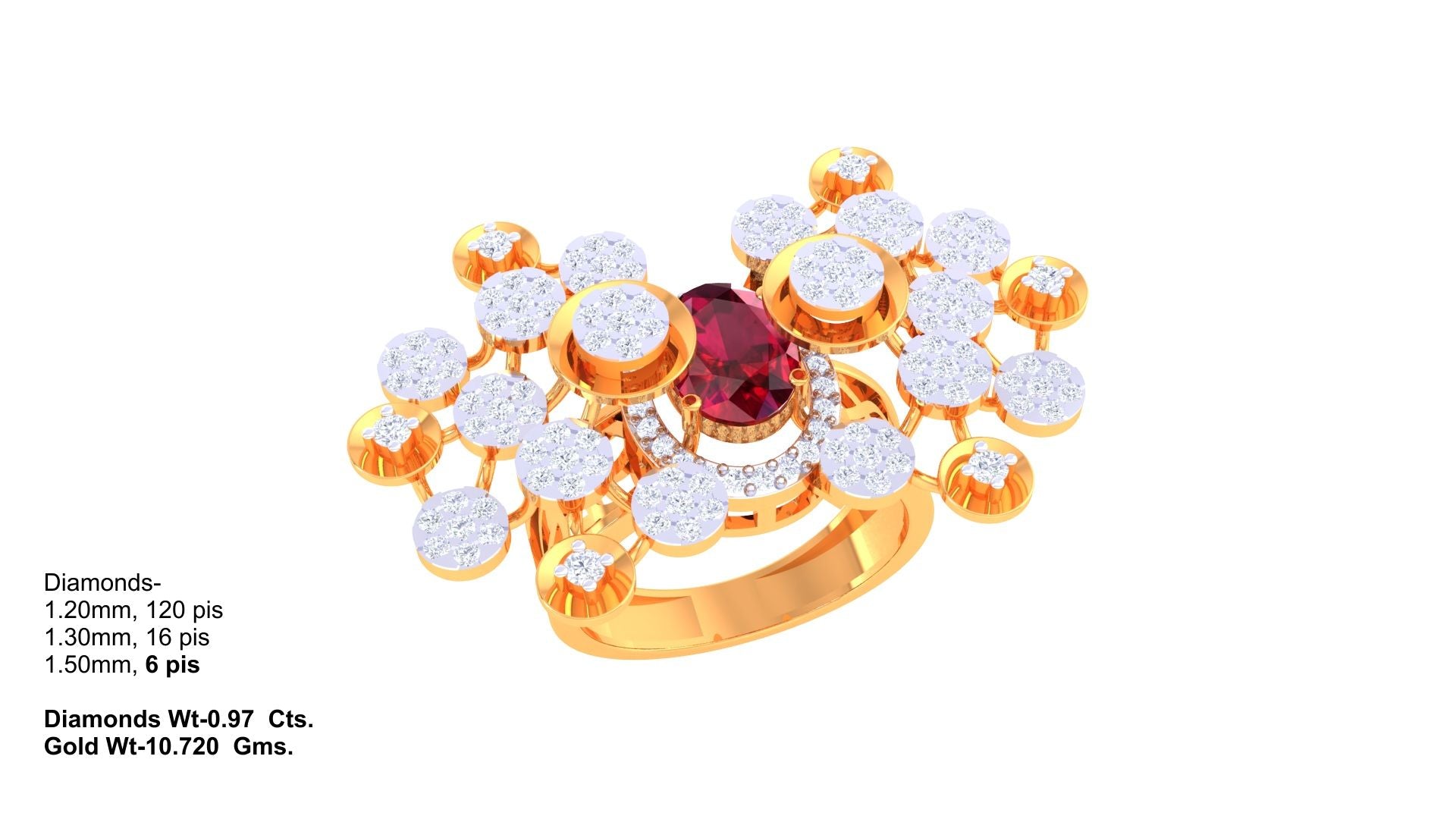 Golden Bloom Red Centrepiece Ring