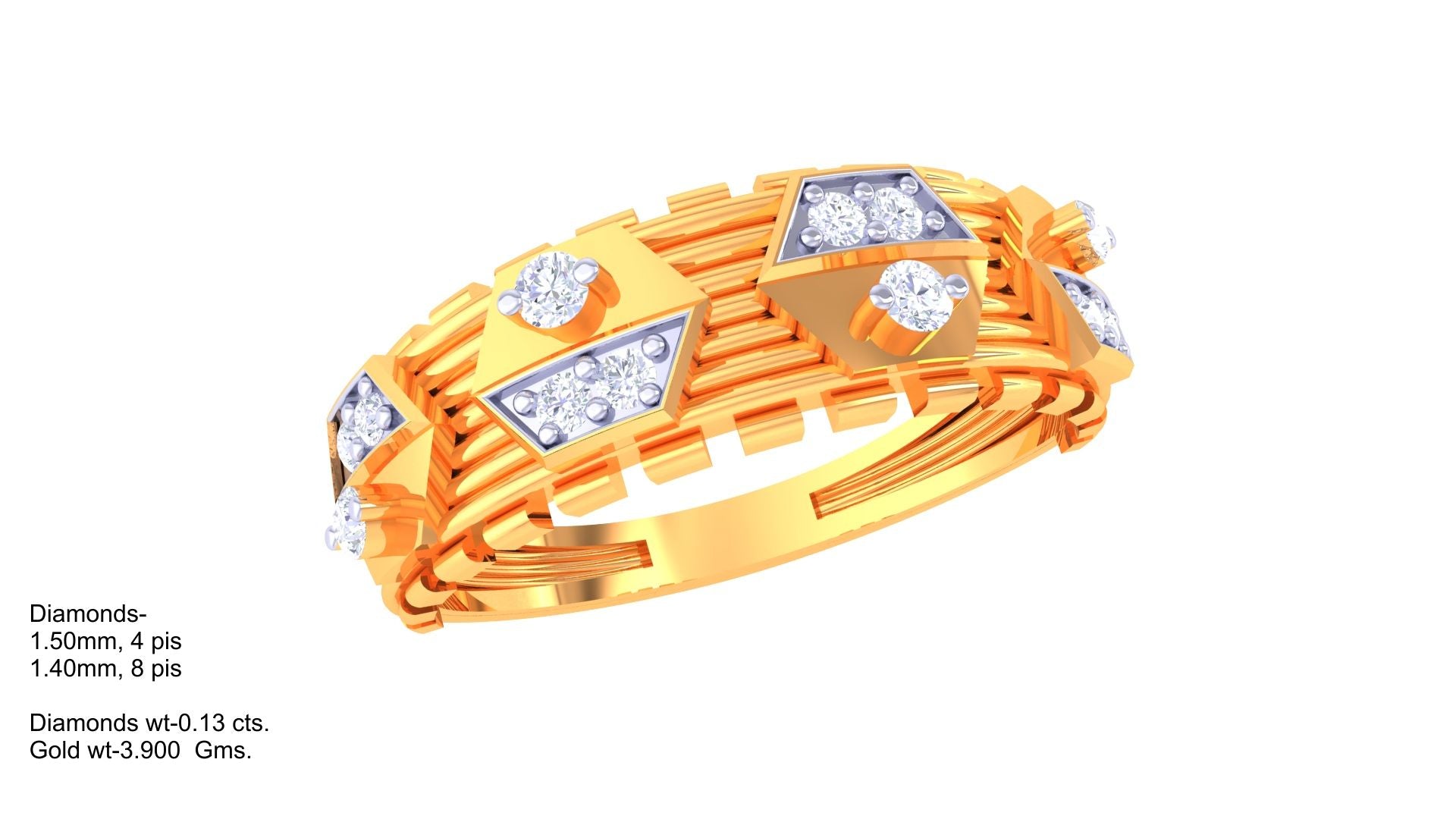 Interwoven Geometric Diamond Accent Band Ring