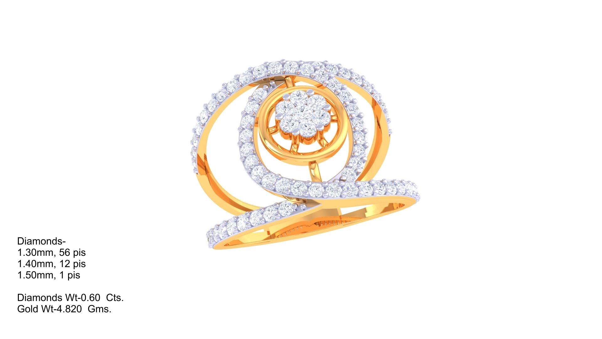 Spiral Radiance Diamond Cluster Ring
