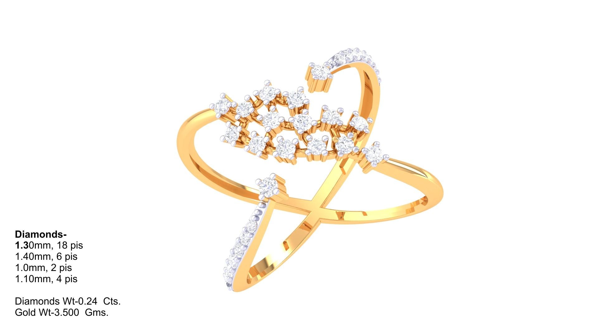 Intertwine Broken X Diamond Ring