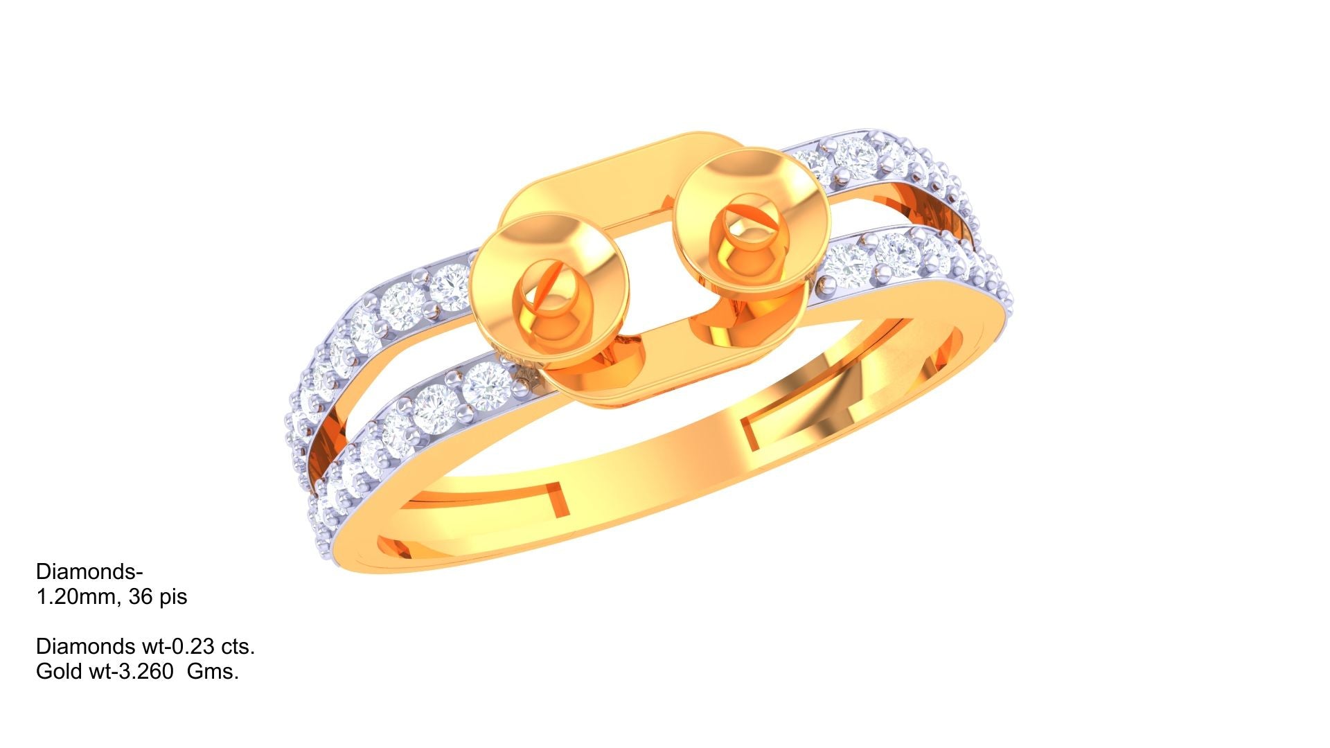 Modern Dual-Circle Diamond Accent Band Ring