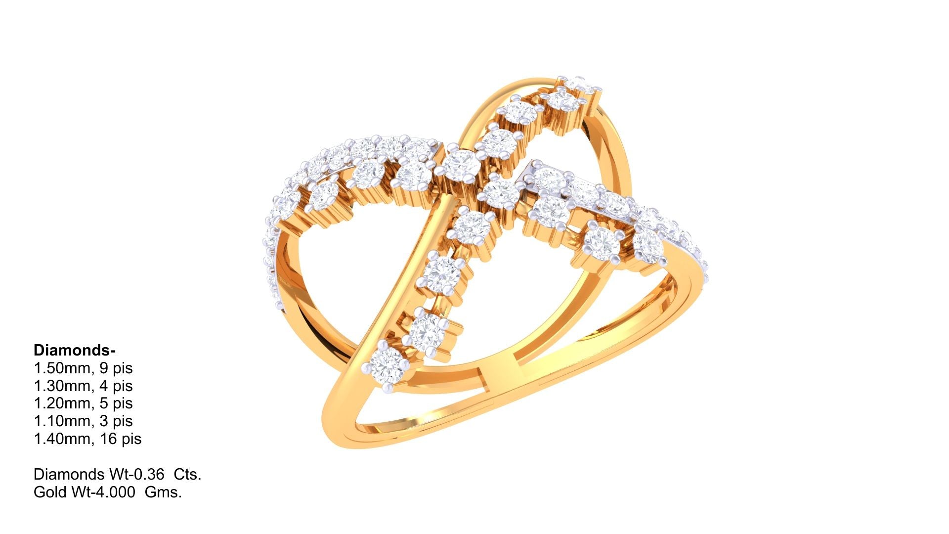 Intertwined Gold Diamond X Ring