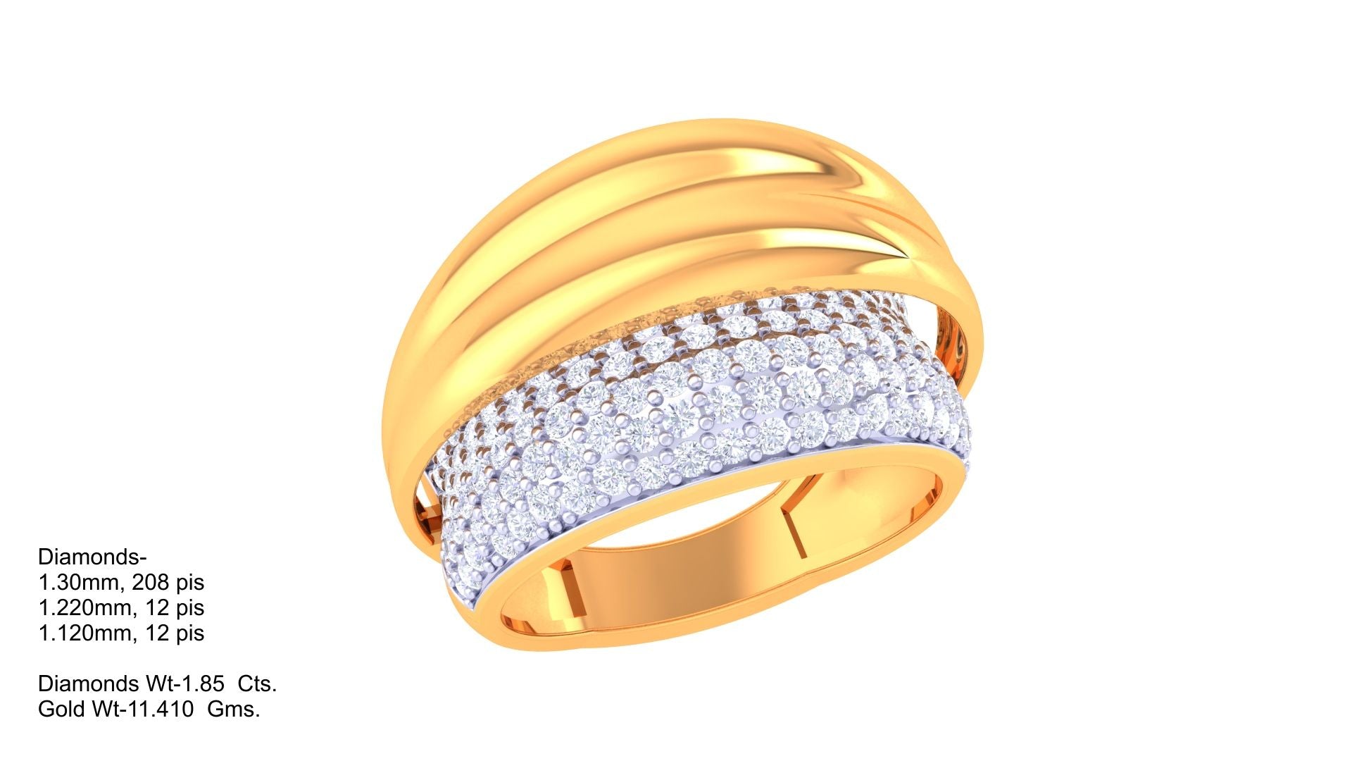 Wave Crest Diamond Accent Band Ring