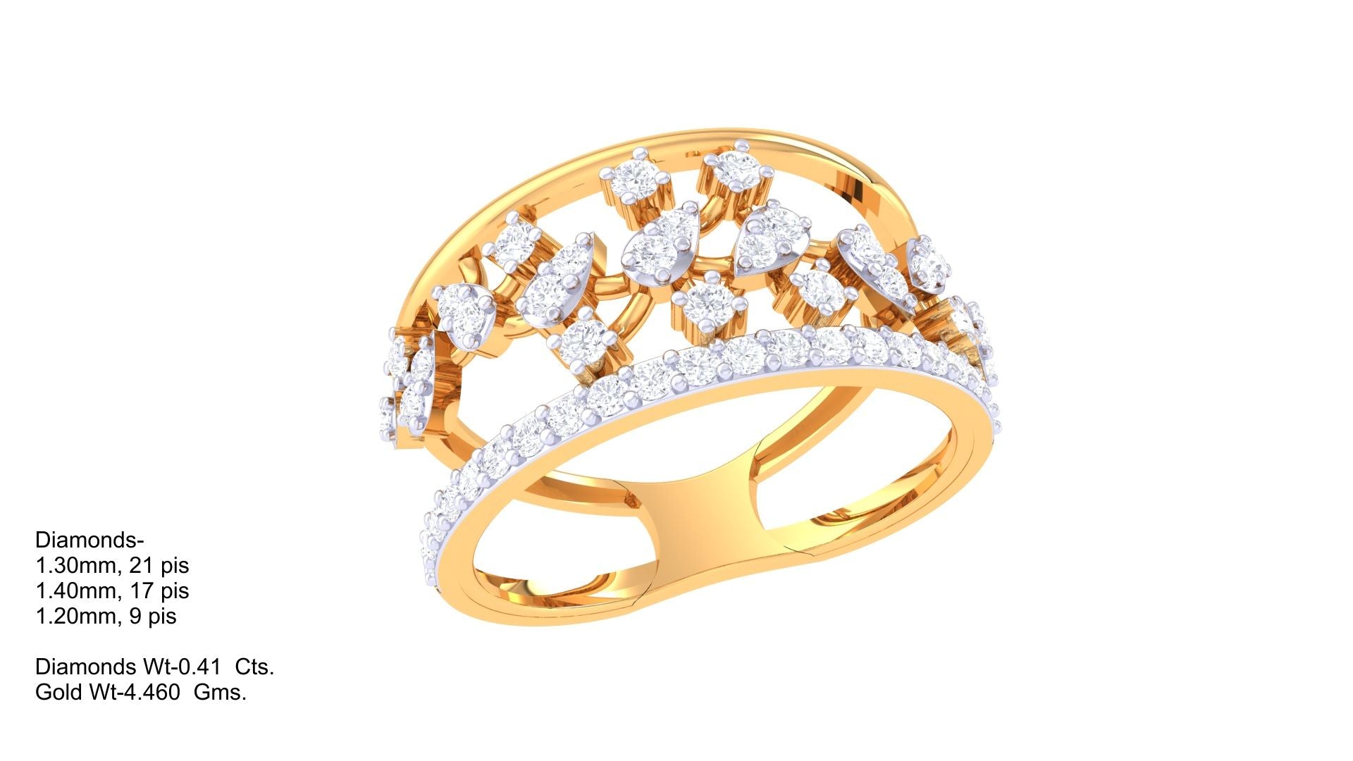 Elegant Blossom Pave Statement Ring