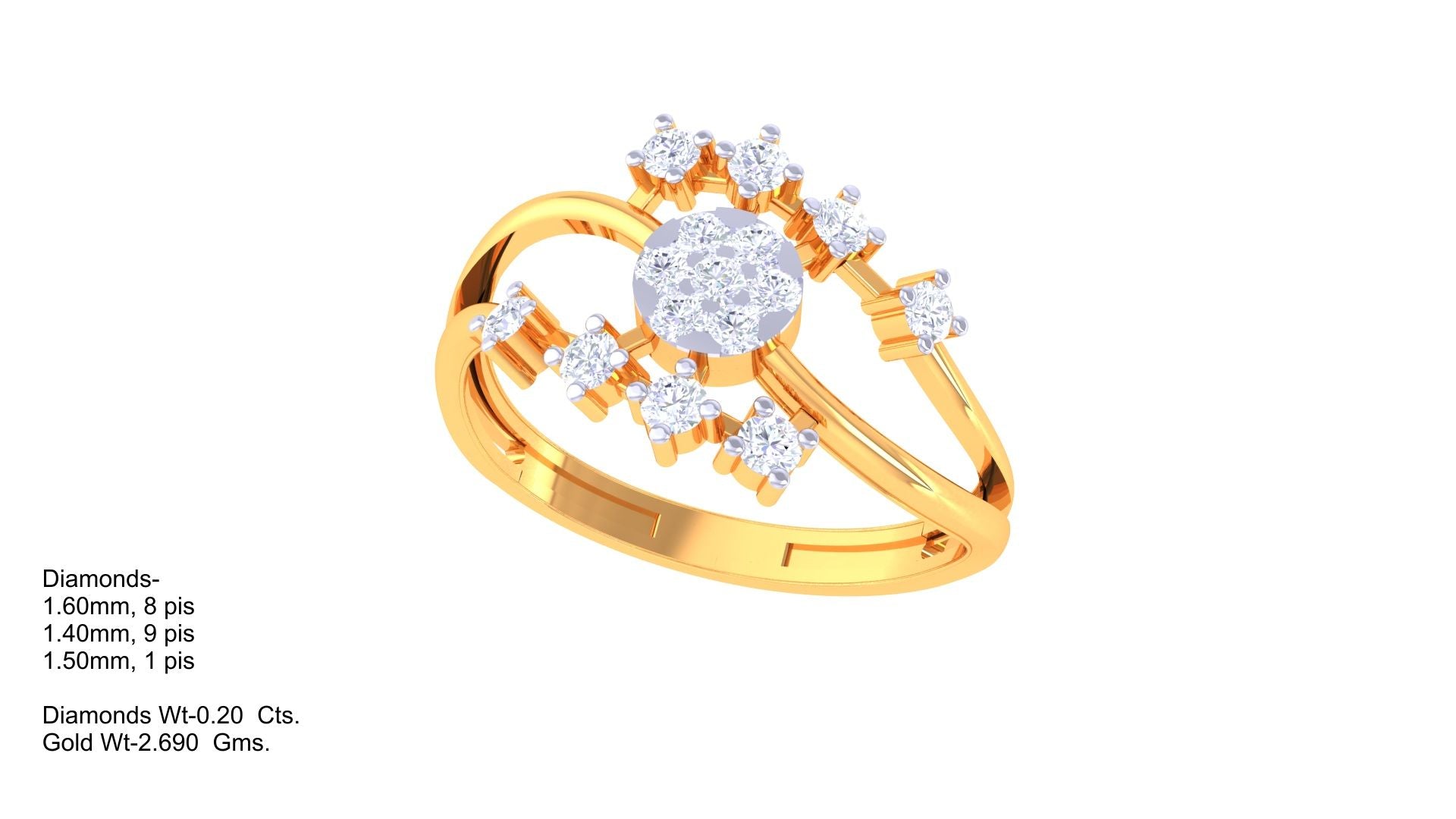 Starlit Blossom Centerpiece Band Ring