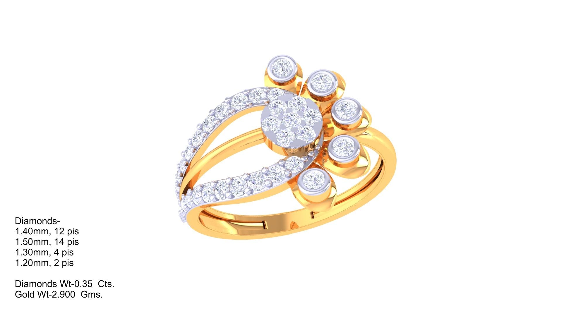 Floral Cluster Curved Diamond Ring