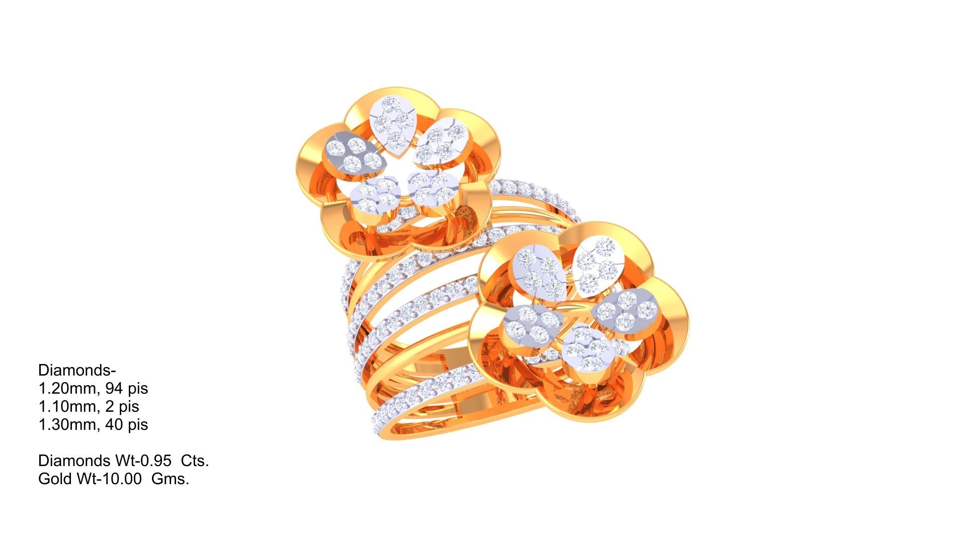 Petal Harmony Multirow Designer Ring