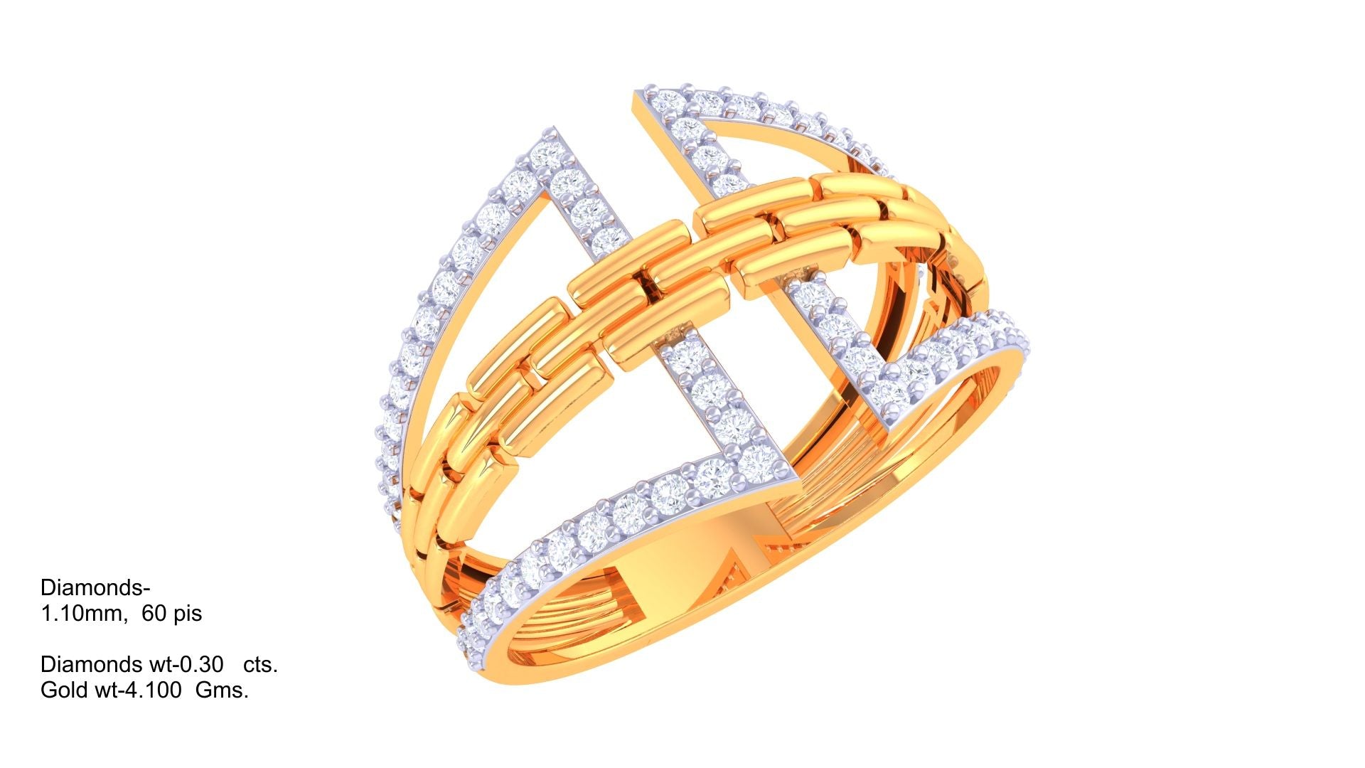 Geometric Link Diamond Statement Ring