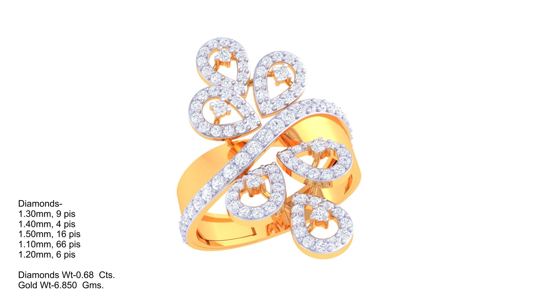 Floral Swirl Sparkle Designer Ring