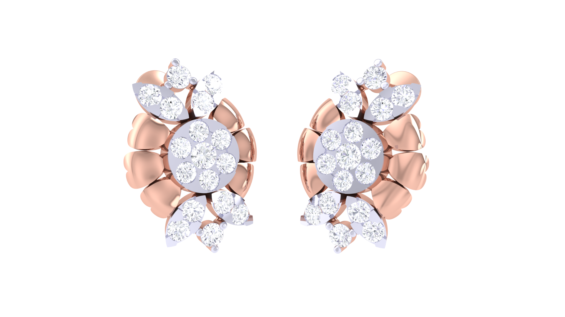 Symmetrical Petal Radiance Stud Earrings