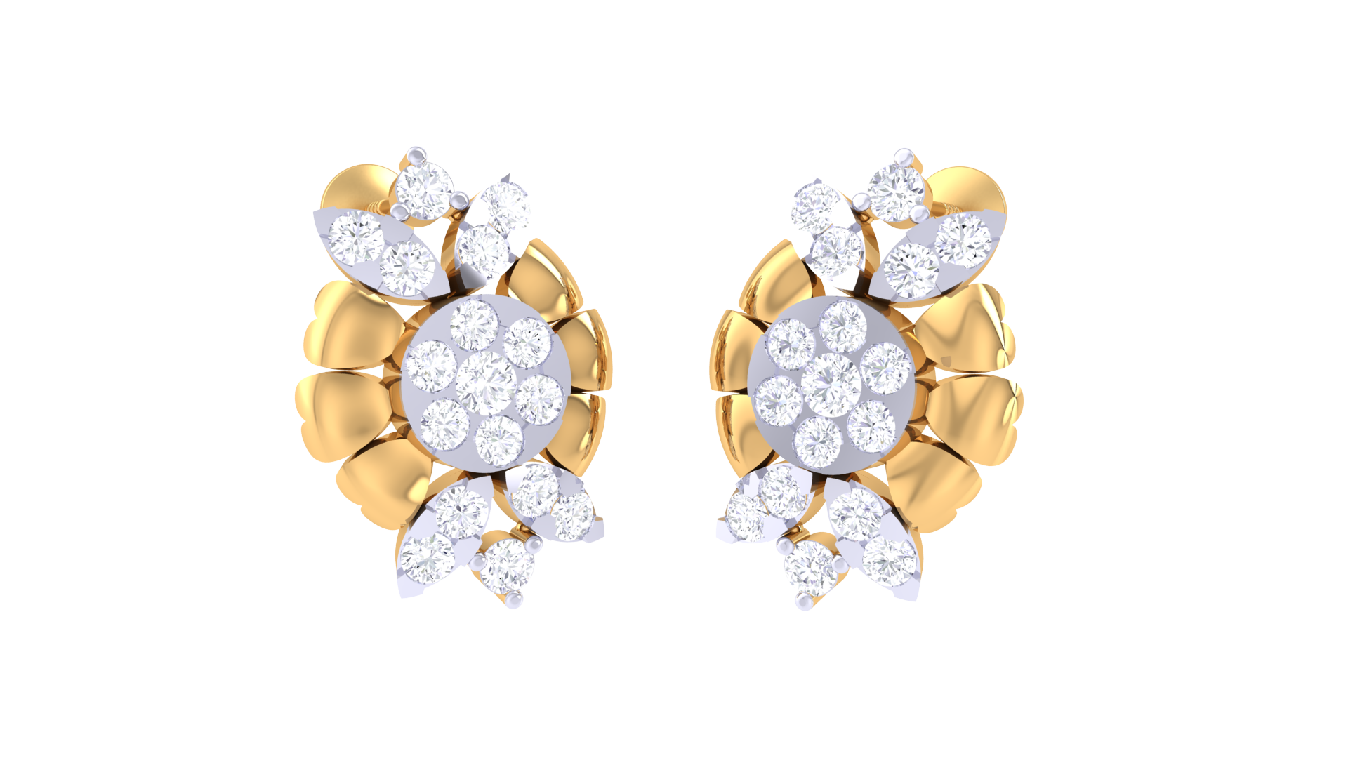Symmetrical Petal Radiance Stud Earrings