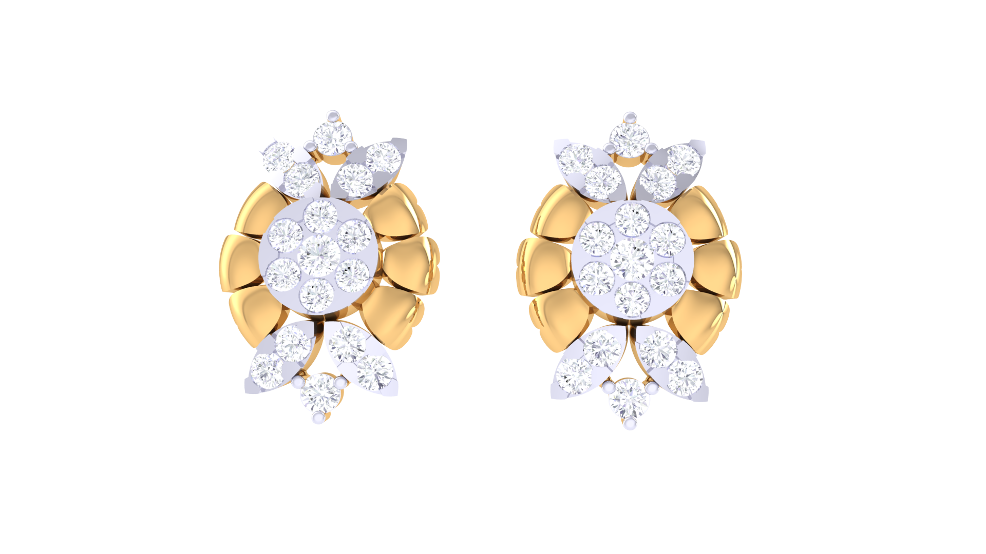 Symmetrical Petal Radiance Stud Earrings