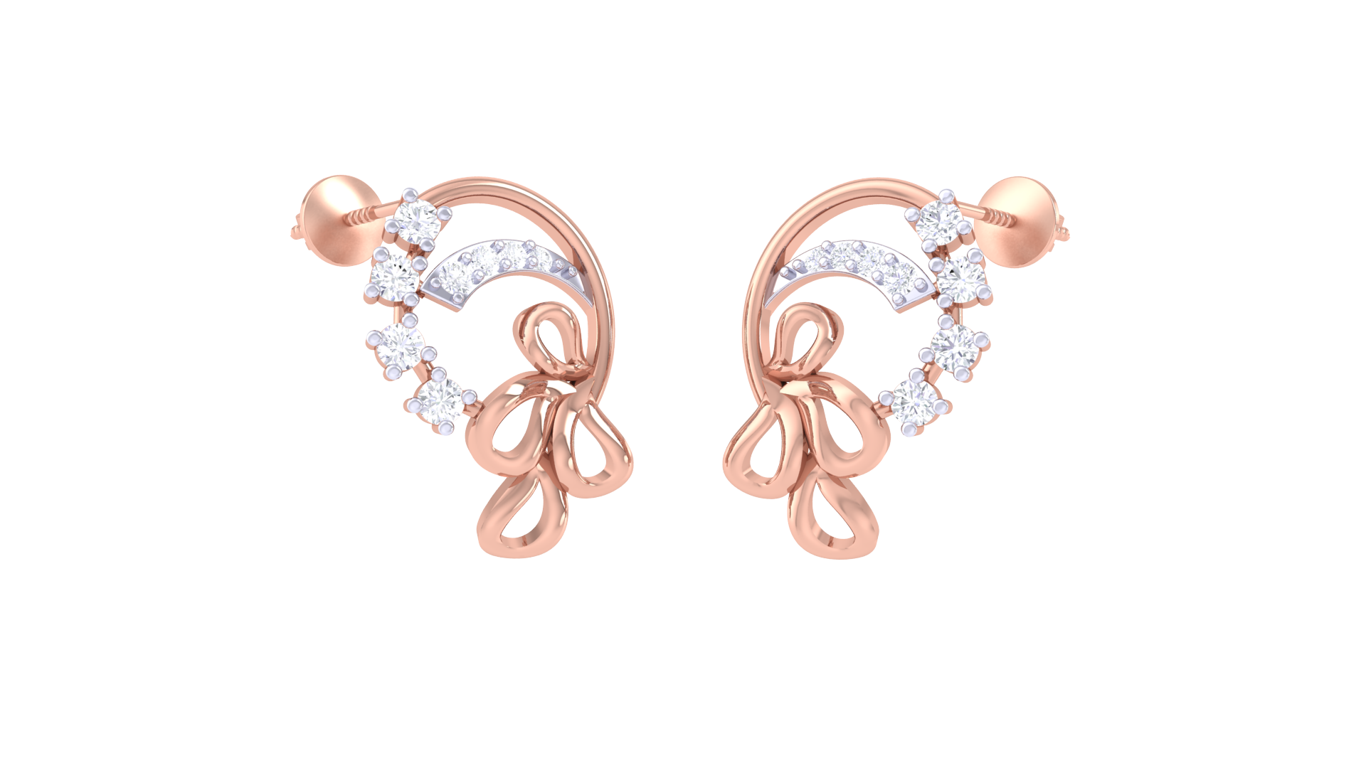 Delicate Semi Circle Floral Accent Earrings