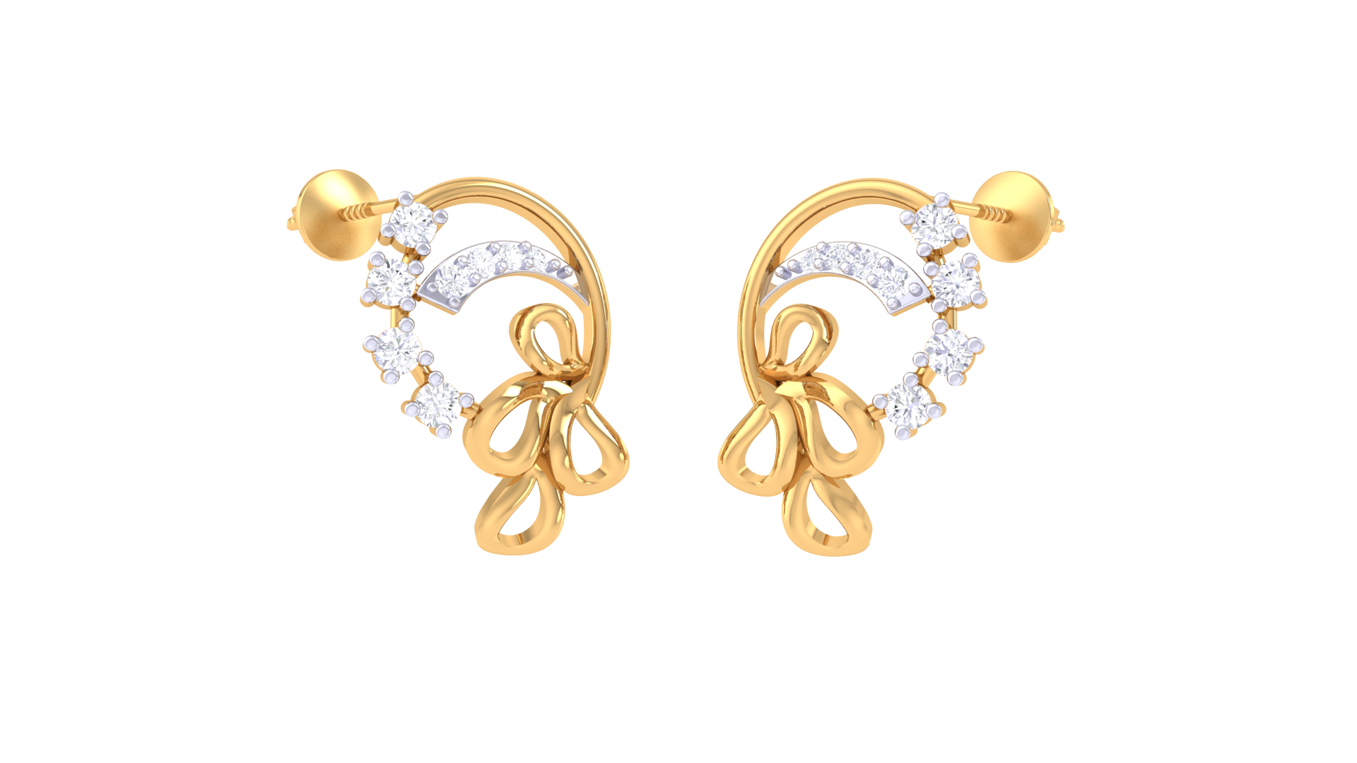 Delicate Semi Circle Floral Accent Earrings