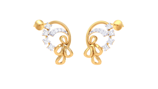 Delicate Semi Circle Floral Accent Earrings