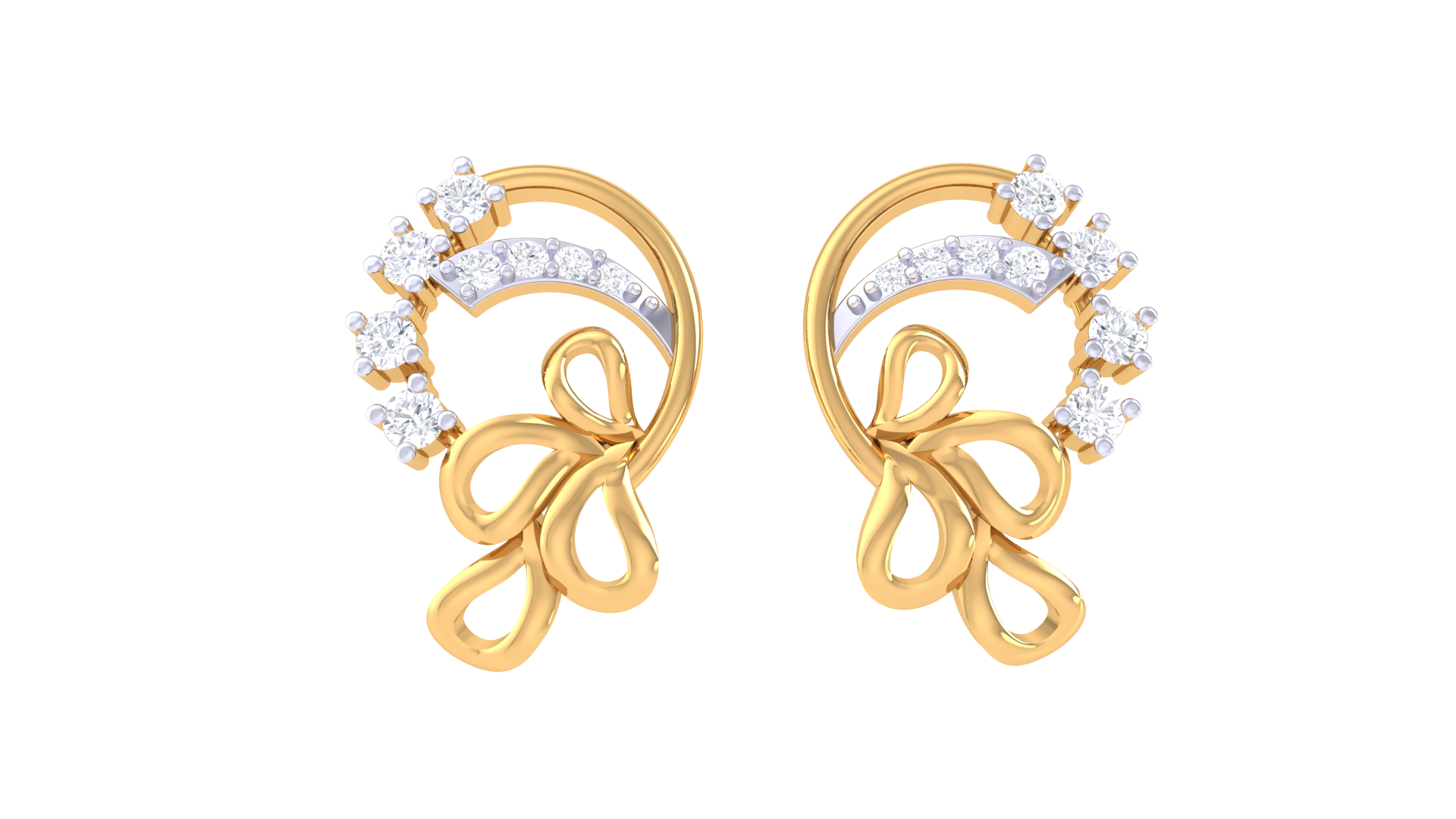 Delicate Semi Circle Floral Accent Earrings