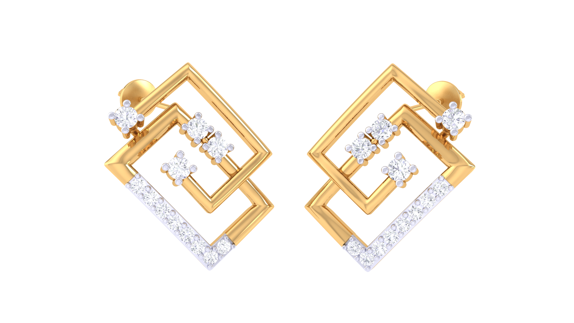 Layered Square Crystal Accent Earrings
