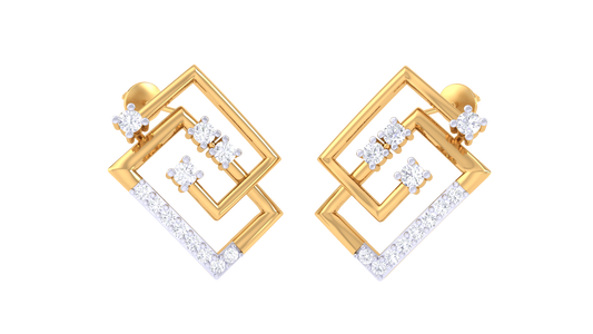 Layered Square Crystal Accent Earrings