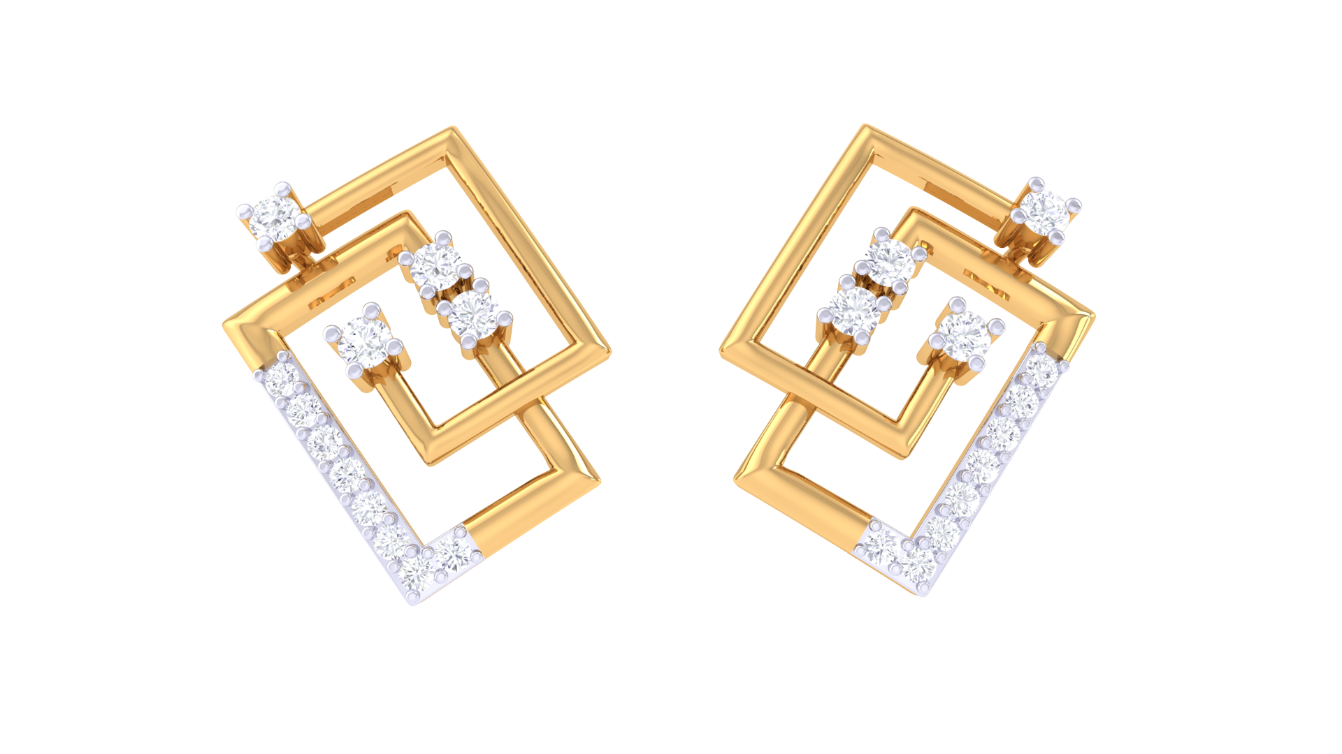 Layered Square Crystal Accent Earrings