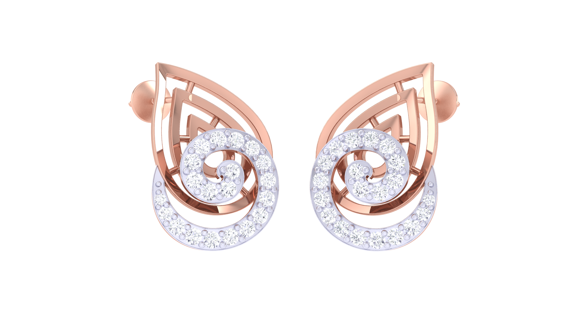 Swirling Leaf Diamond Shine Earrings