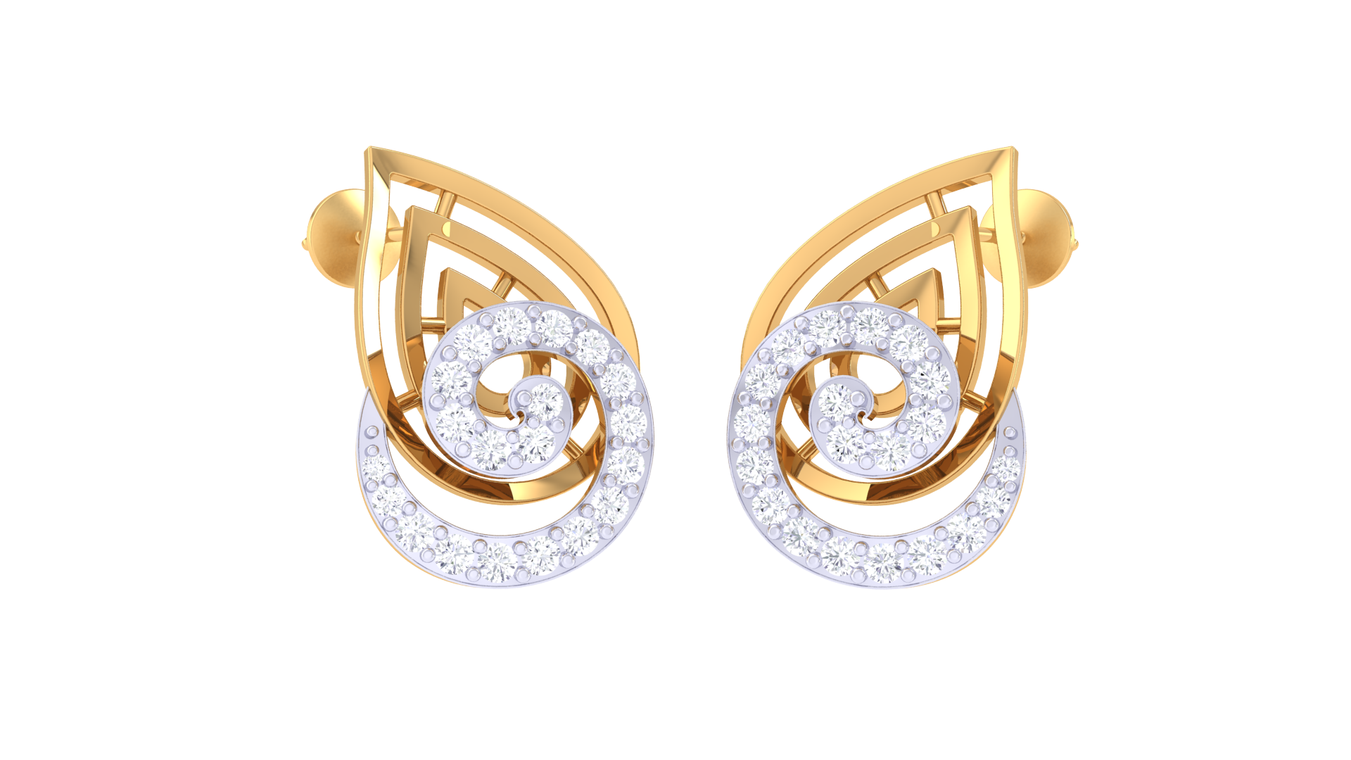 Swirling Leaf Diamond Shine Earrings
