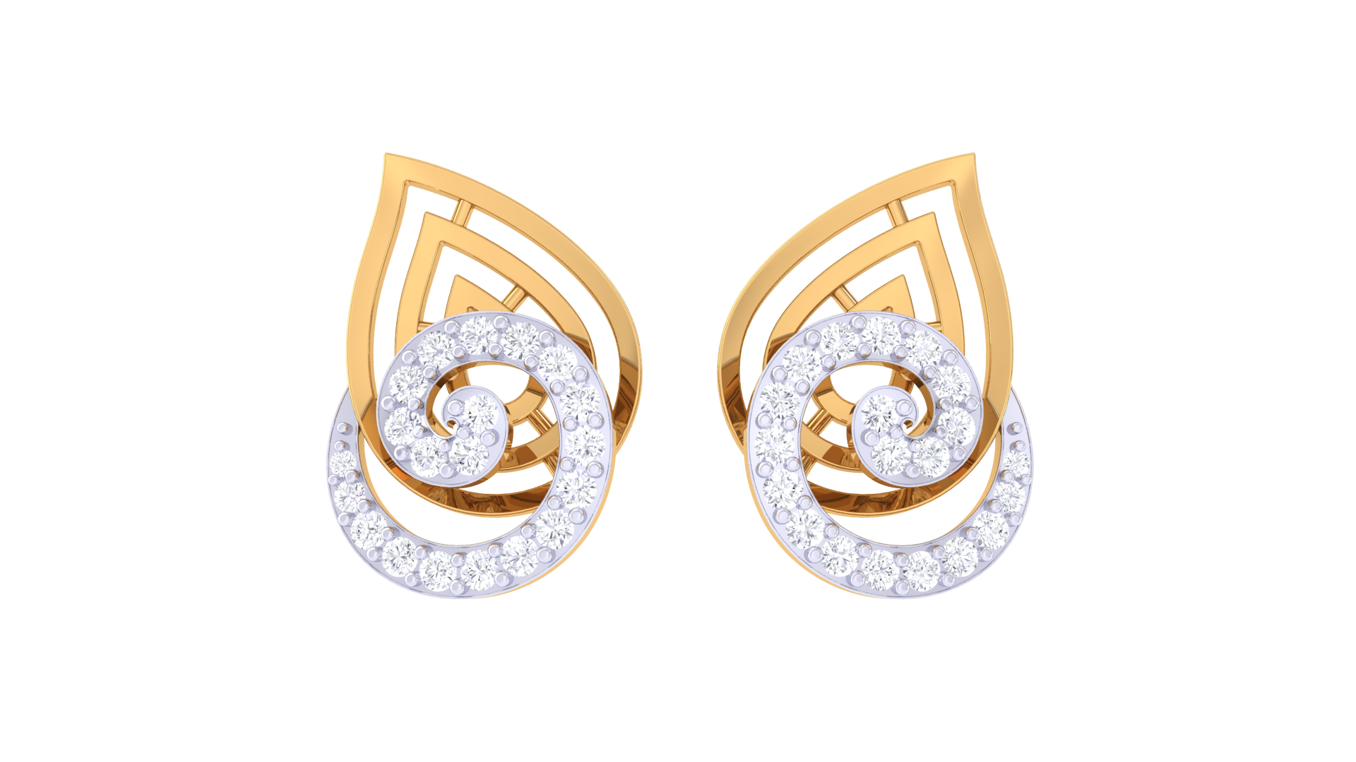 Swirling Leaf Diamond Shine Earrings