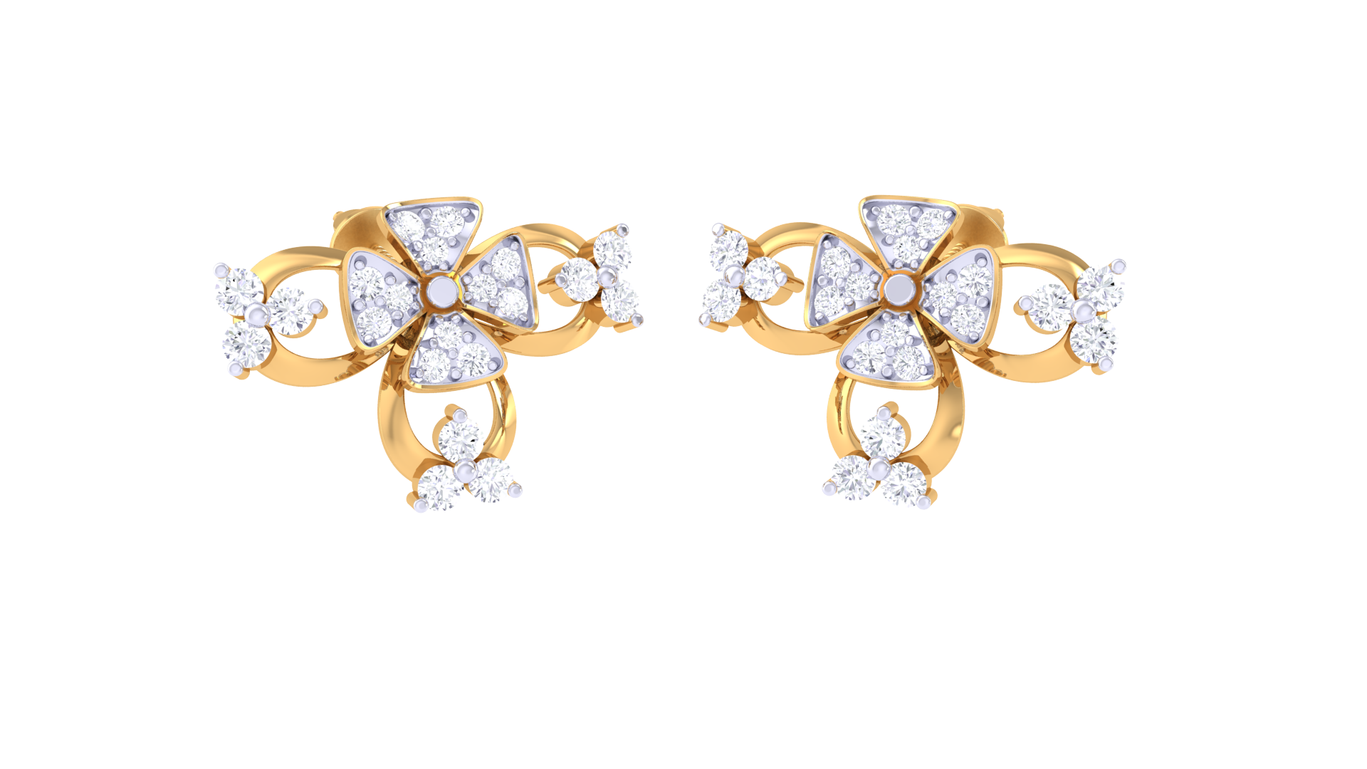Radiant Trio Flower Accent Earrings