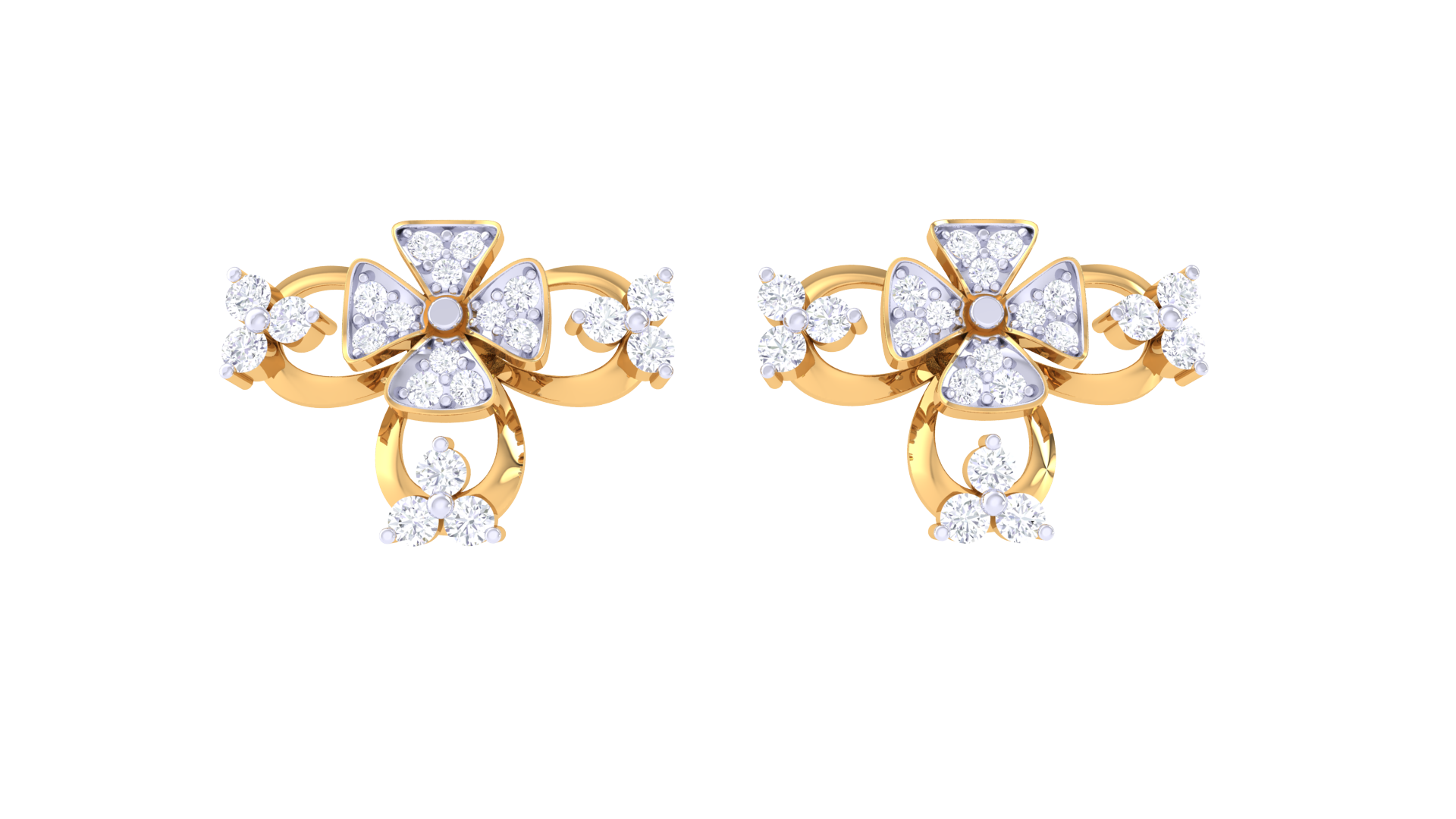 Radiant Trio Flower Accent Earrings