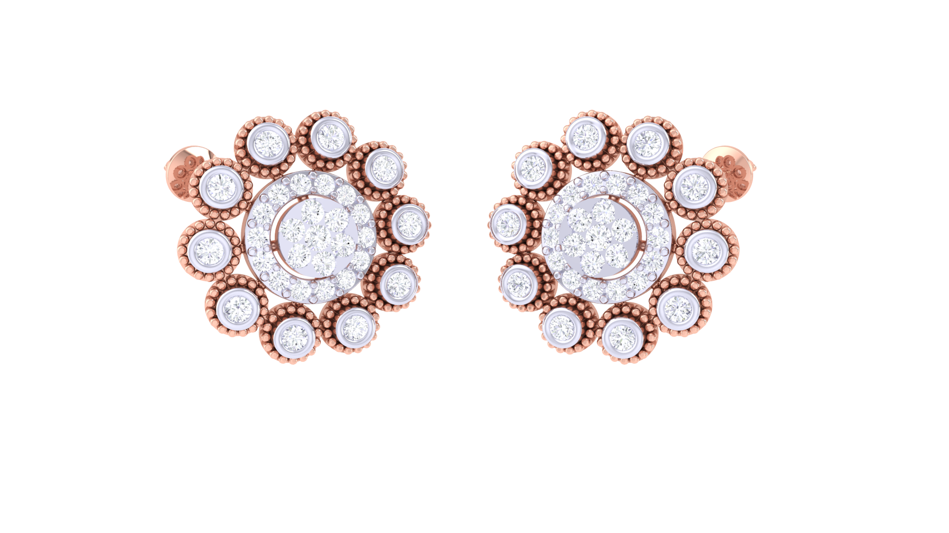 Central Sparkle Petal Cluster Earrings
