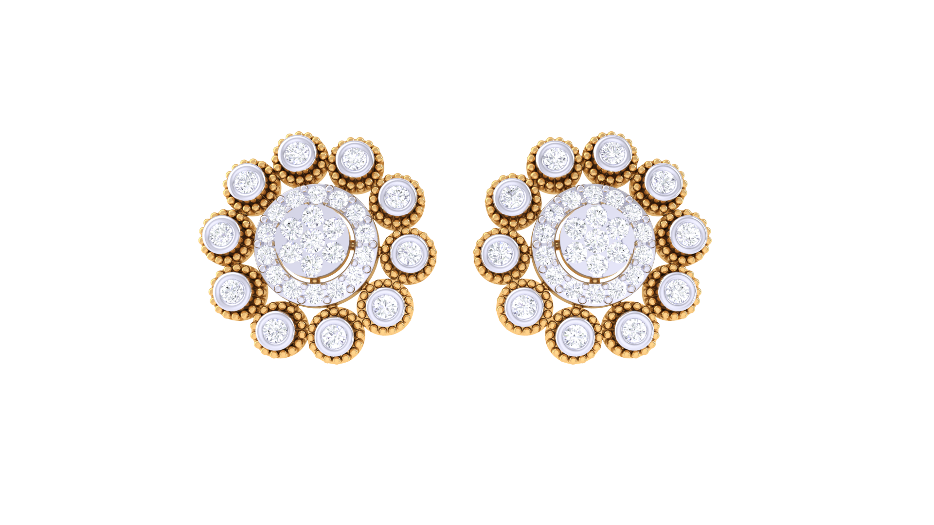 Central Sparkle Petal Cluster Earrings