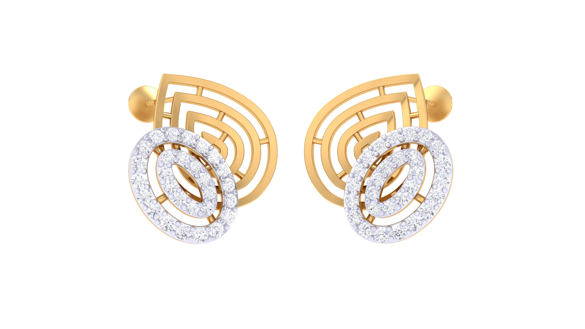 Curved Abstract Statement Stud Earrings