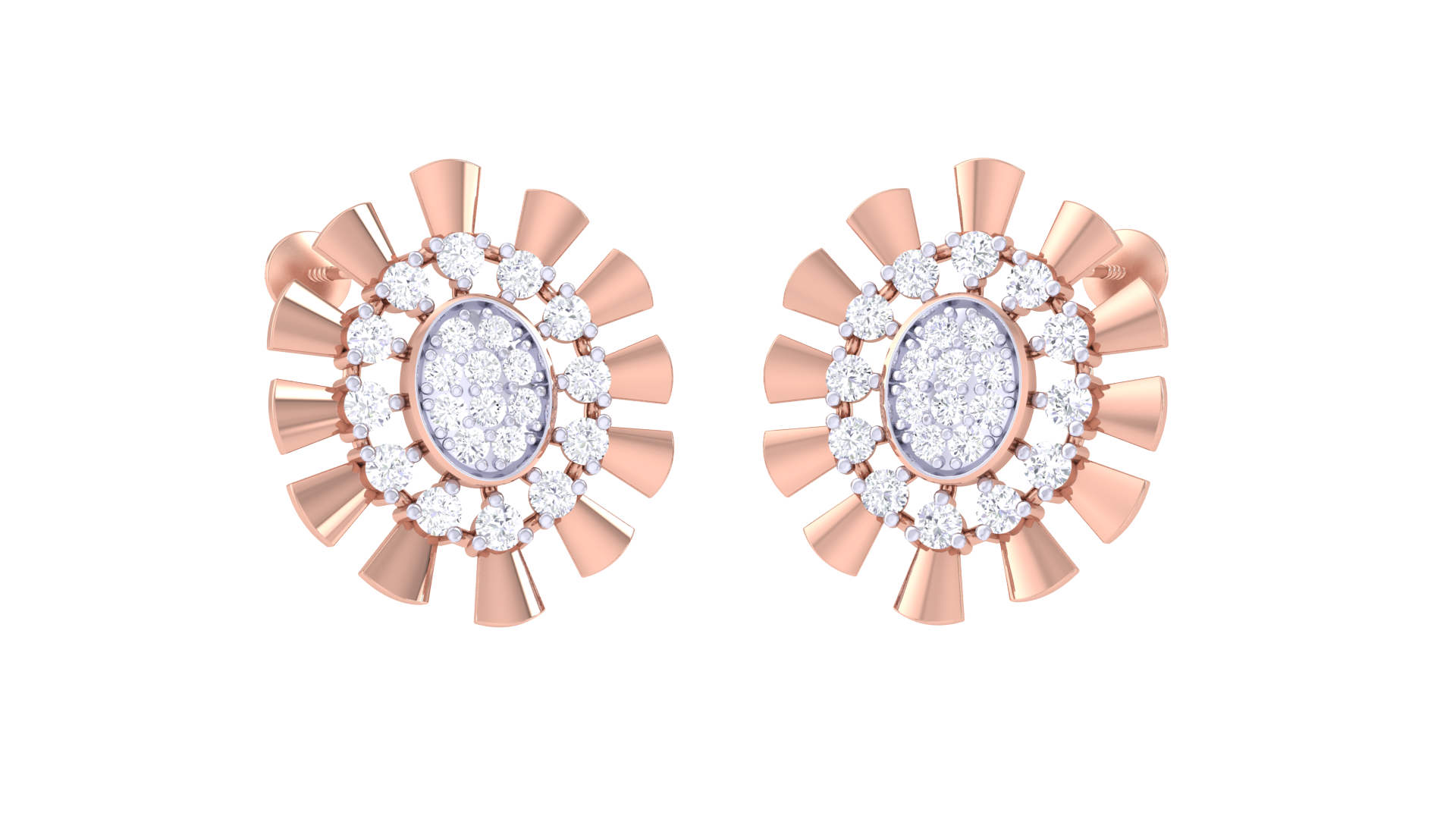 Radiant Sunburst Oval Center Earrings