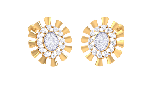 Radiant Sunburst Oval Center Earrings