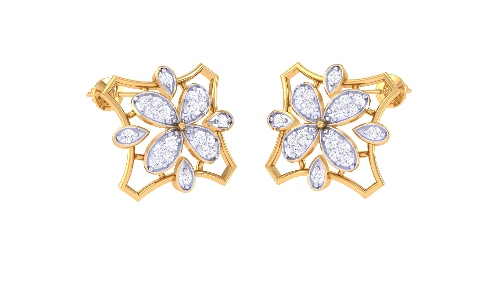 Delicate Floral Diamond Accent Earrings