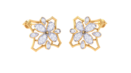 Delicate Floral Diamond Accent Earrings