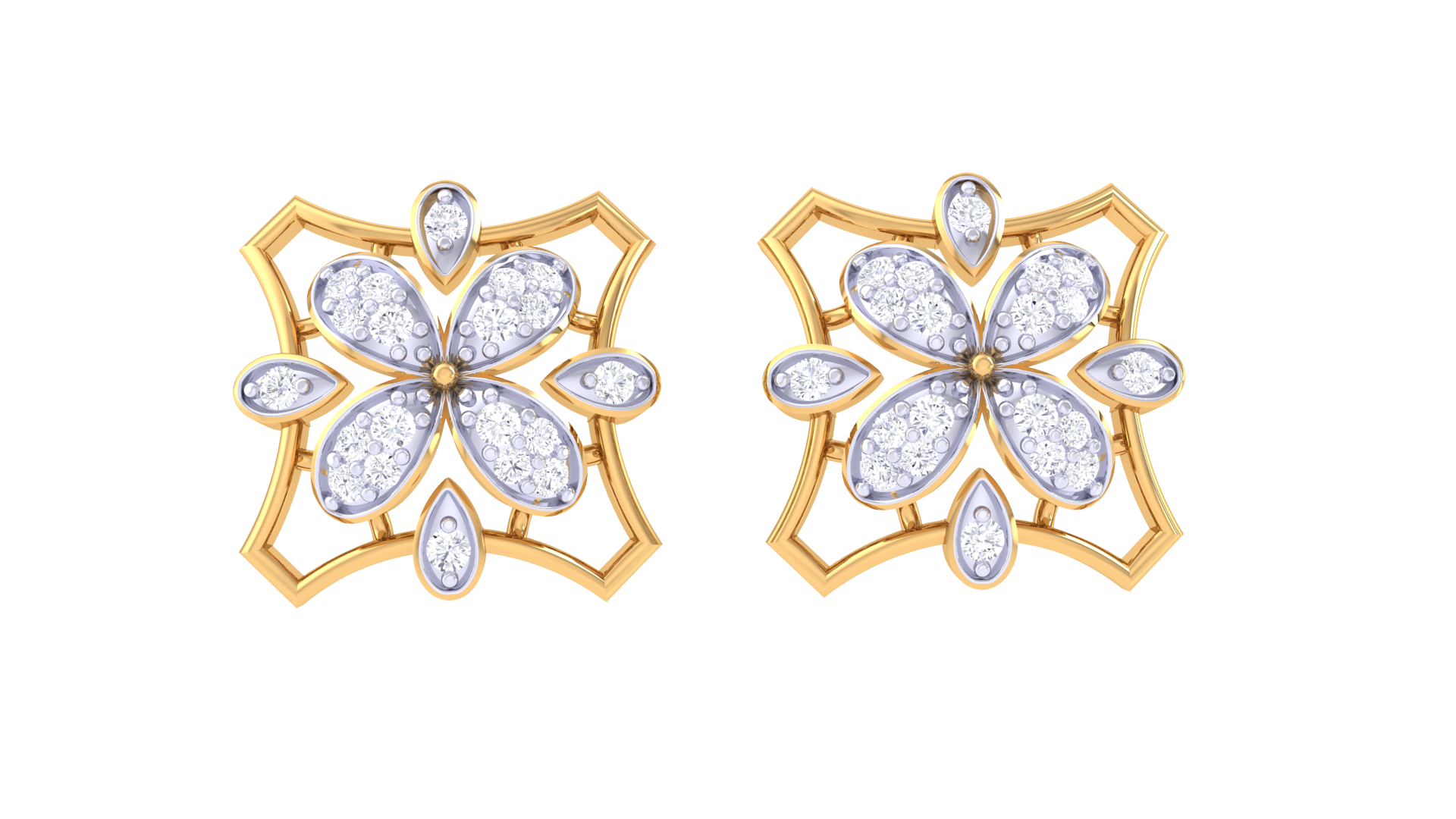 Delicate Floral Diamond Accent Earrings
