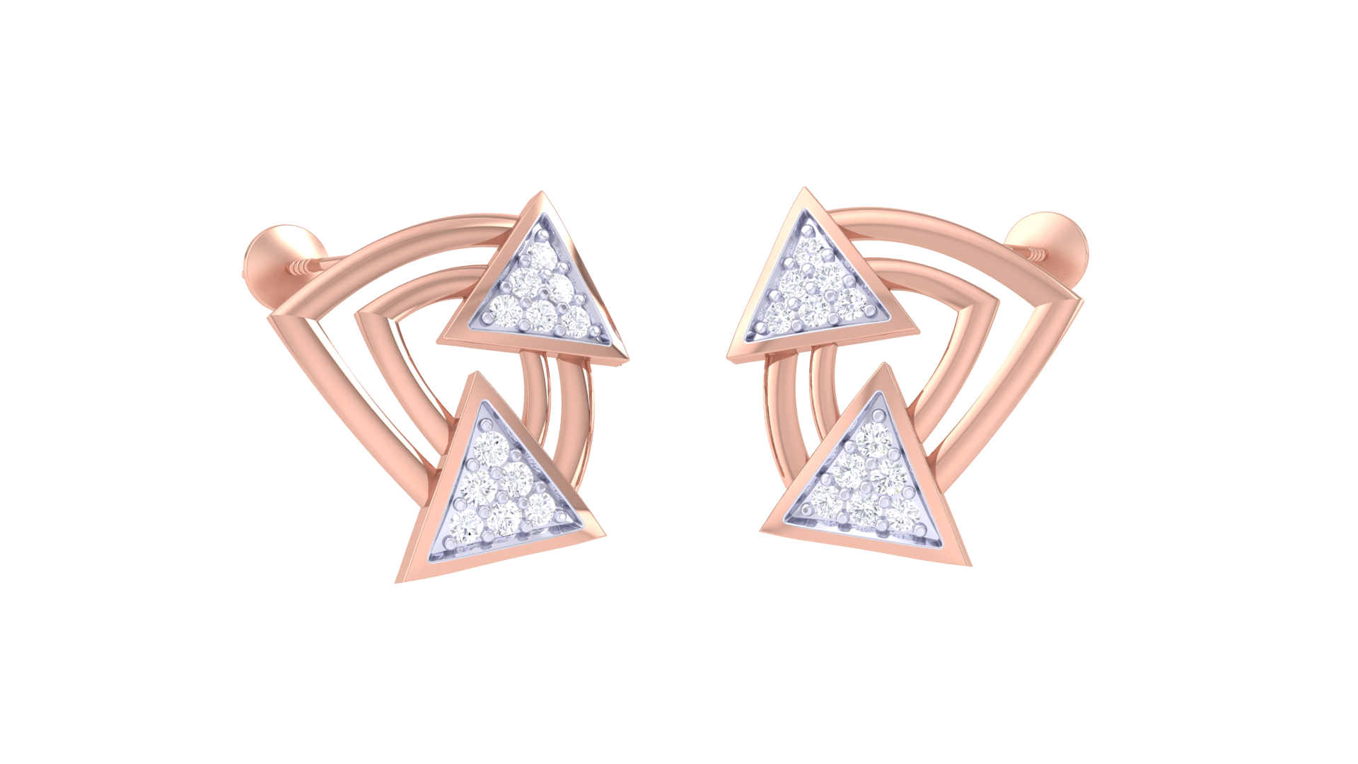 Geometric Dual Triangle Sparkle Earrings