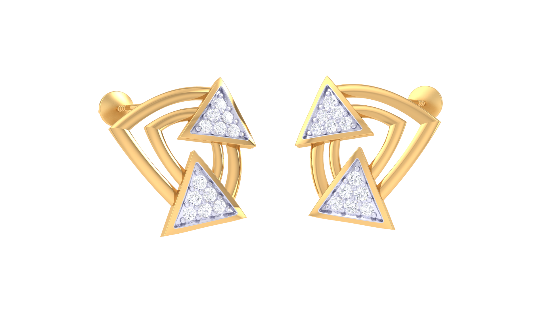 Geometric Dual Triangle Sparkle Earrings