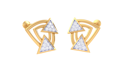 Geometric Dual Triangle Sparkle Earrings
