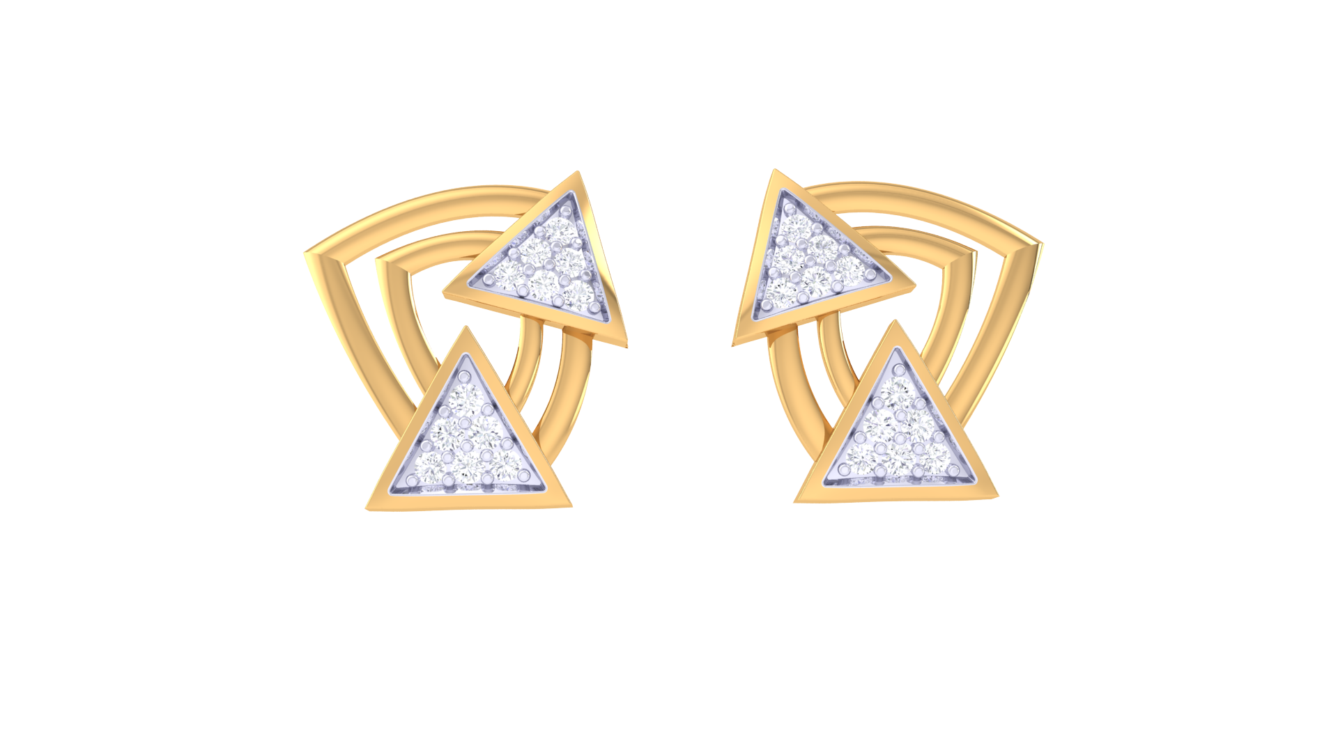 Geometric Dual Triangle Sparkle Earrings