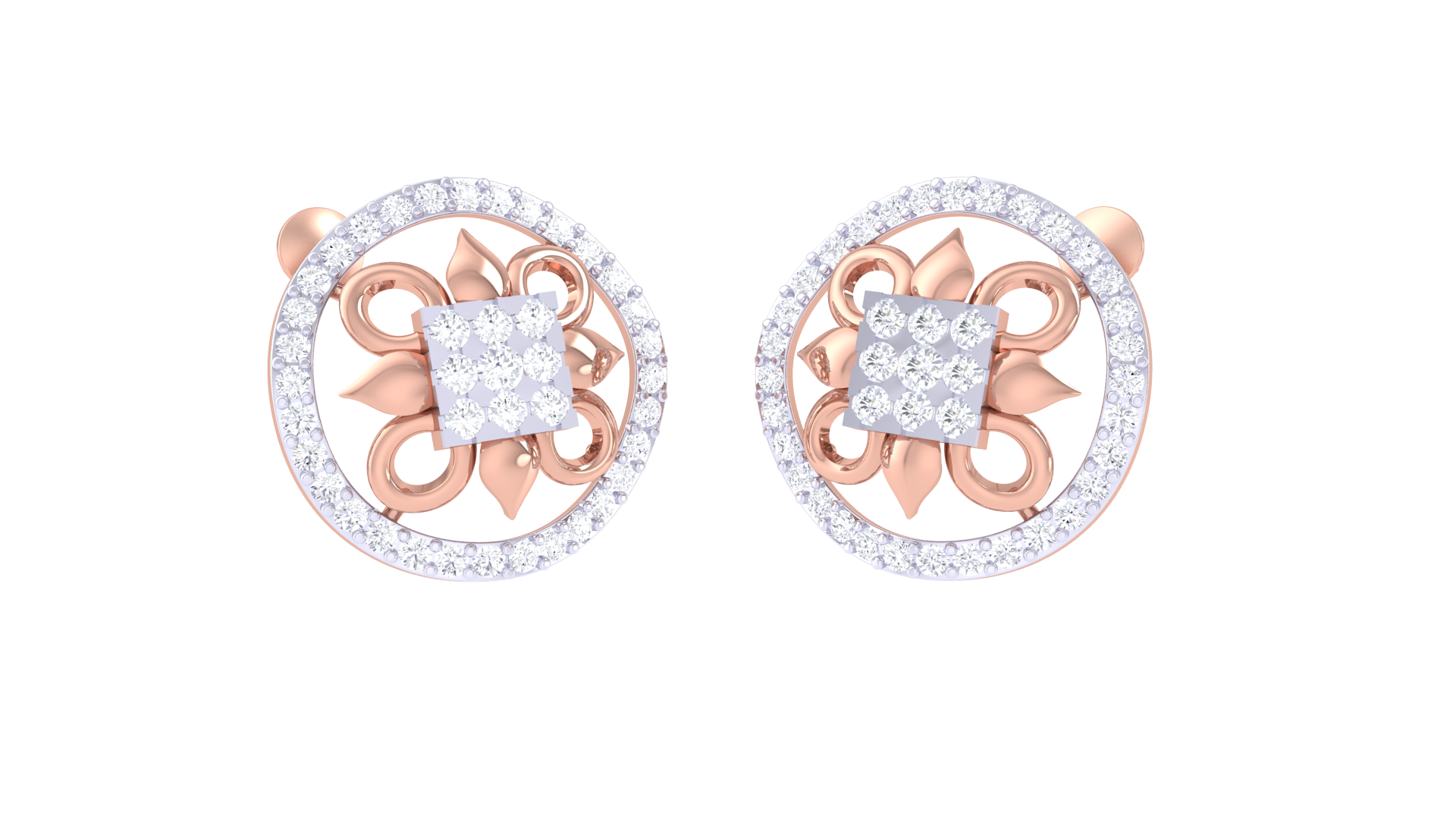 Intricate Flower Square Design Earrings