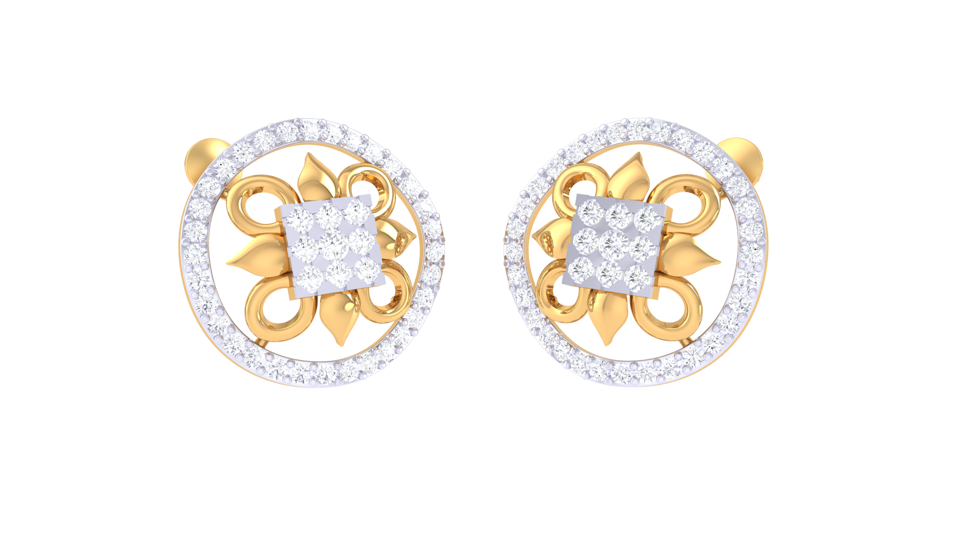 Intricate Flower Square Design Earrings
