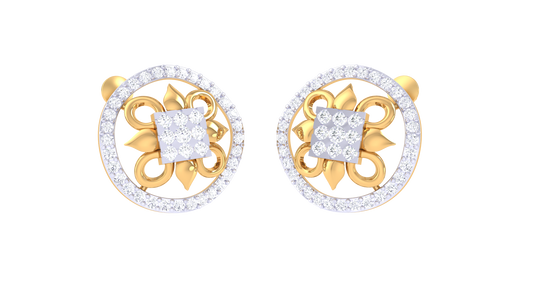 Intricate Flower Square Design Earrings
