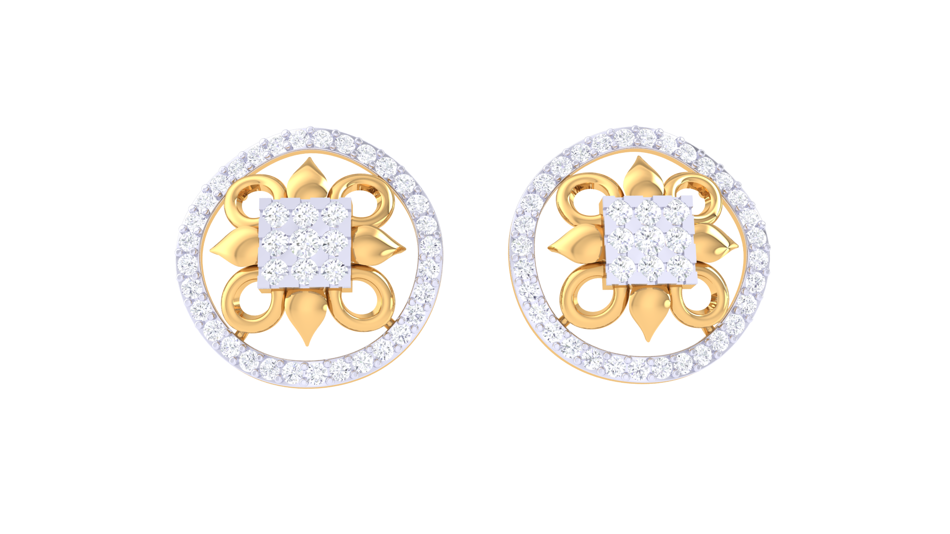 Intricate Flower Square Design Earrings