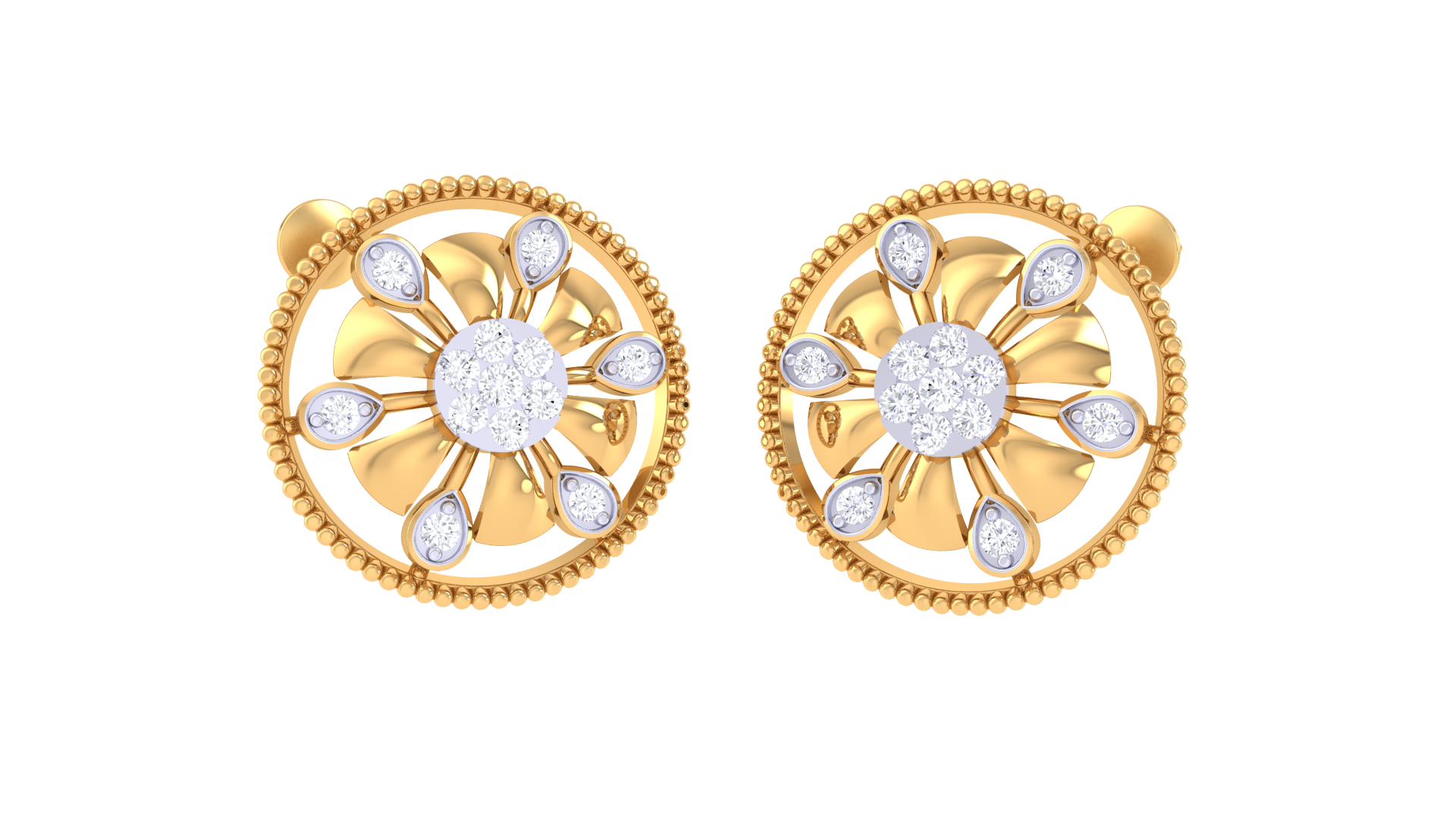 Beaded Halo Radiant Petal Earrings